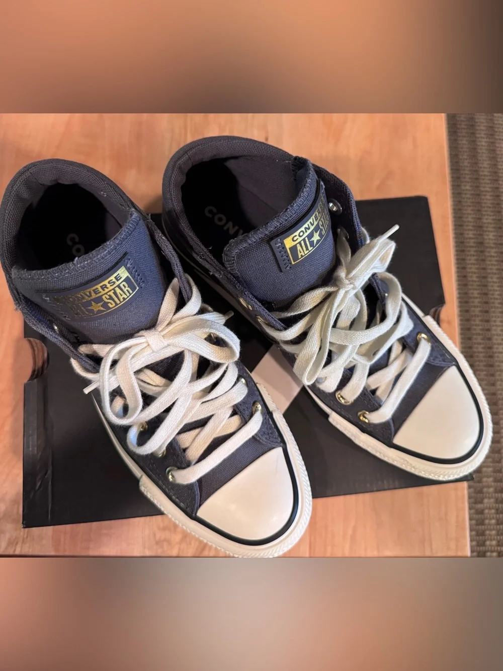 Converse All Star Mid-Top Sneakers in Navy and White - Picture 2 of 3